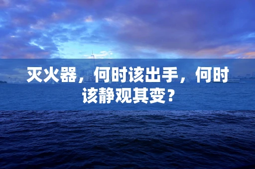 灭火器，何时该出手，何时该静观其变？