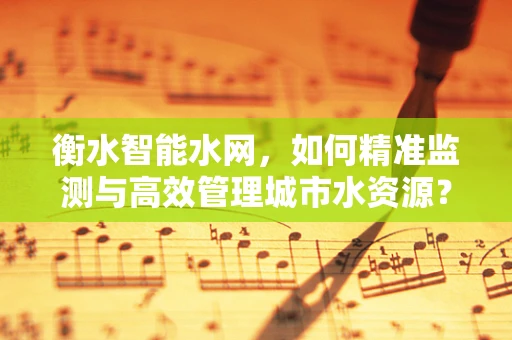衡水智能水网，如何精准监测与高效管理城市水资源？