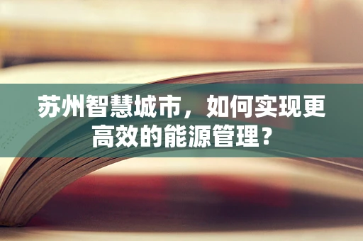 苏州智慧城市，如何实现更高效的能源管理？